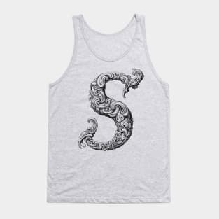 Vintage Initial Letter Lettering Alphabet S Tank Top